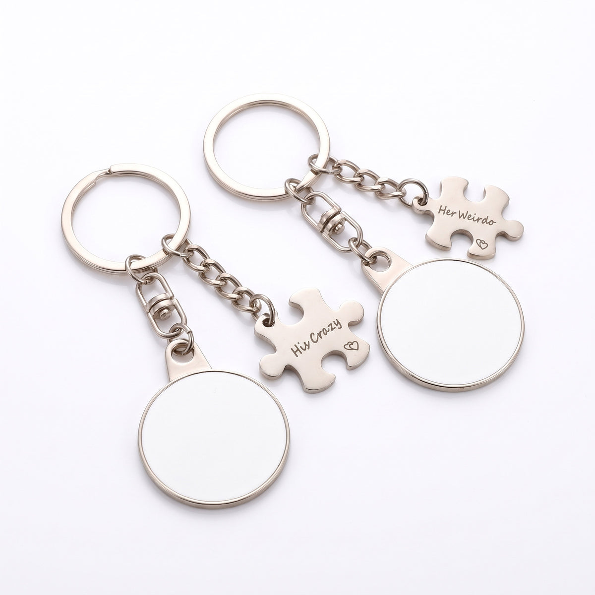 Set 2 brelocuri metalice sublimabile Cuplu Puzzle