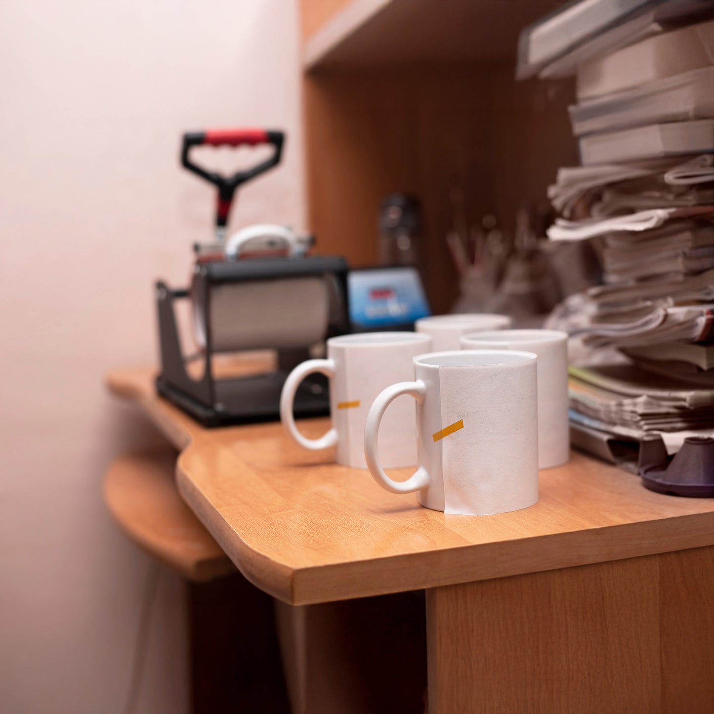 Cana alba sublimare + cutie individuala MD4000S101 - Green Print