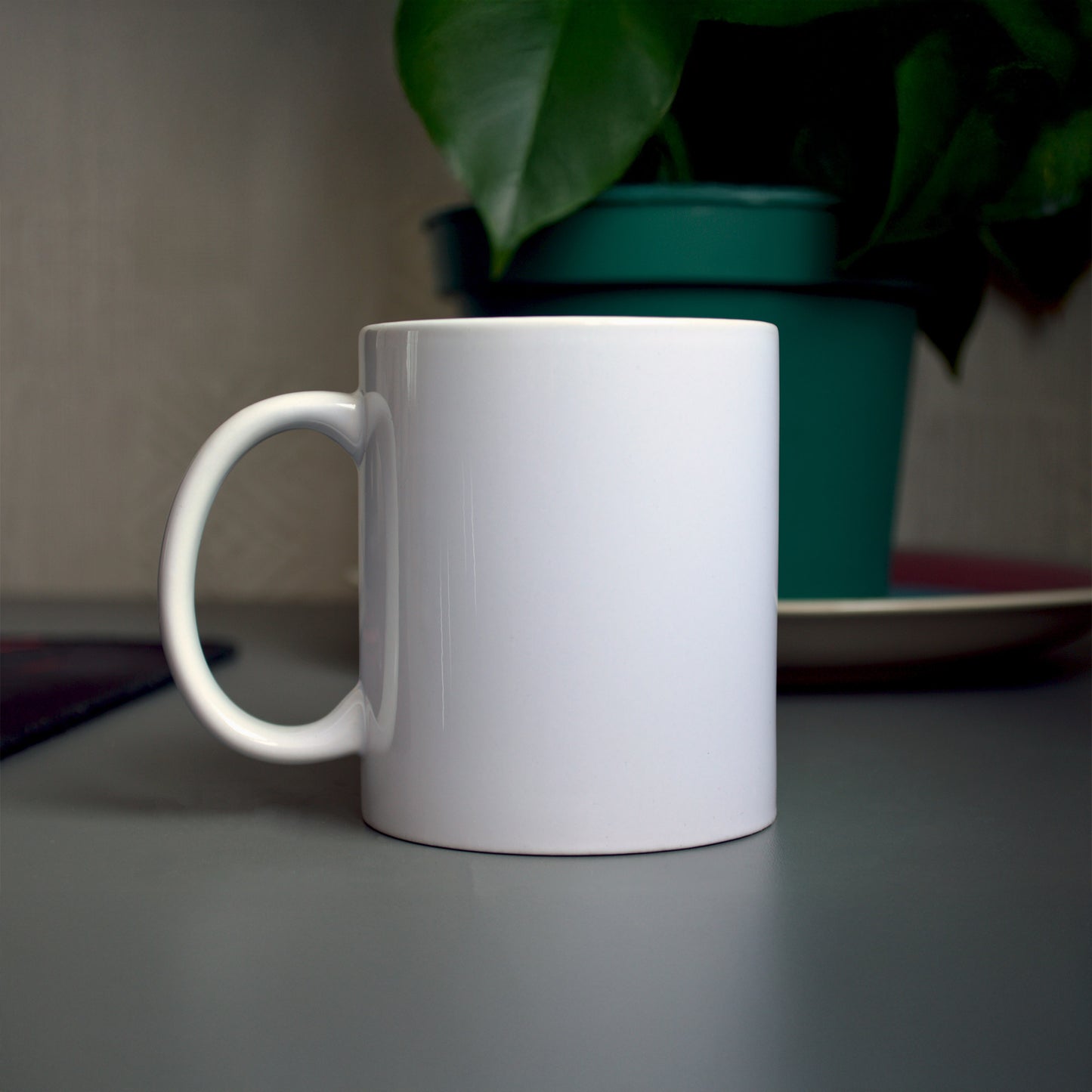 Cana alba sublimare + cutie individuala MD4000S101 - Green Print