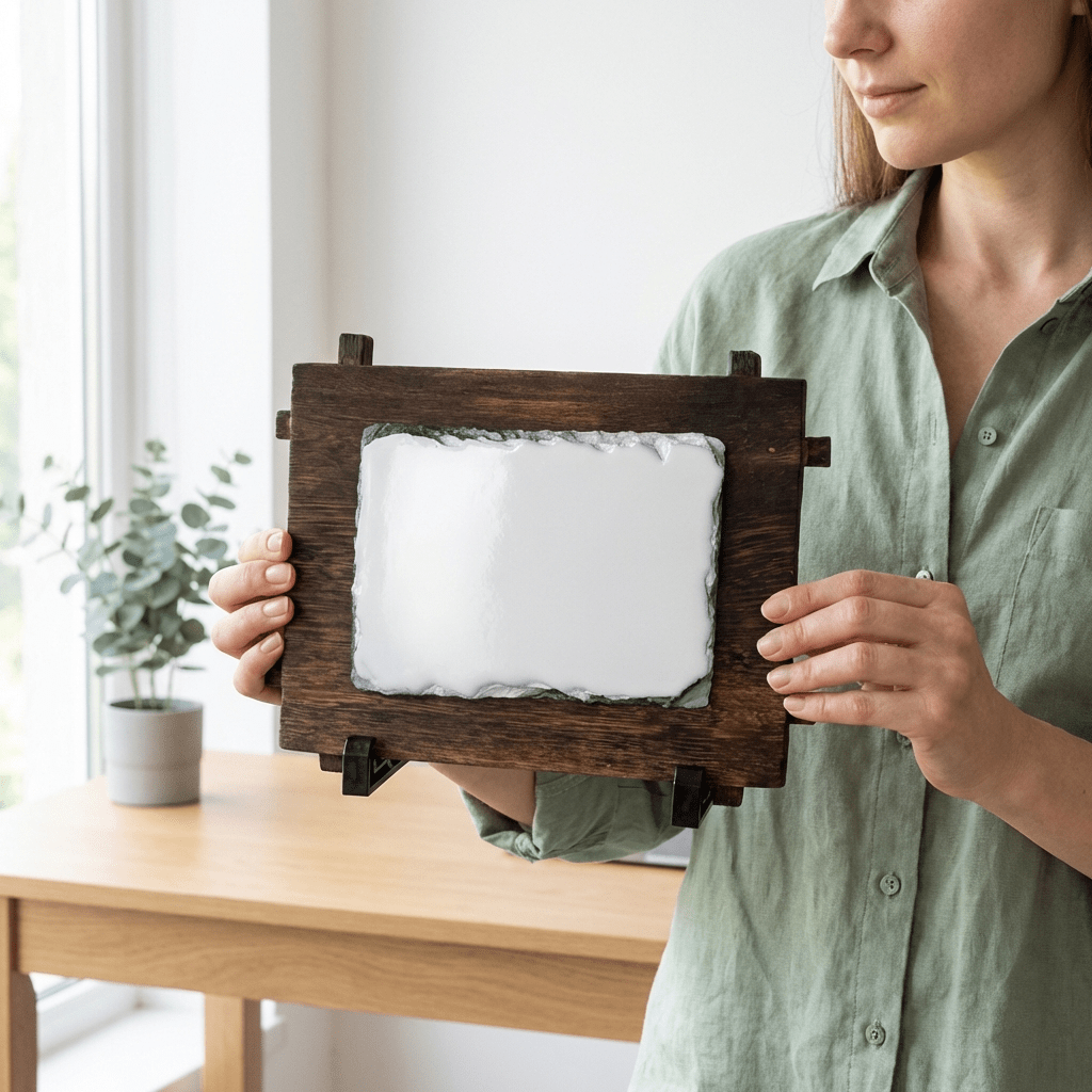 Placa ardezie pe suport de lemn PA-1115 - Green Print