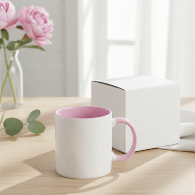 Mug with pink interior handle + individual box