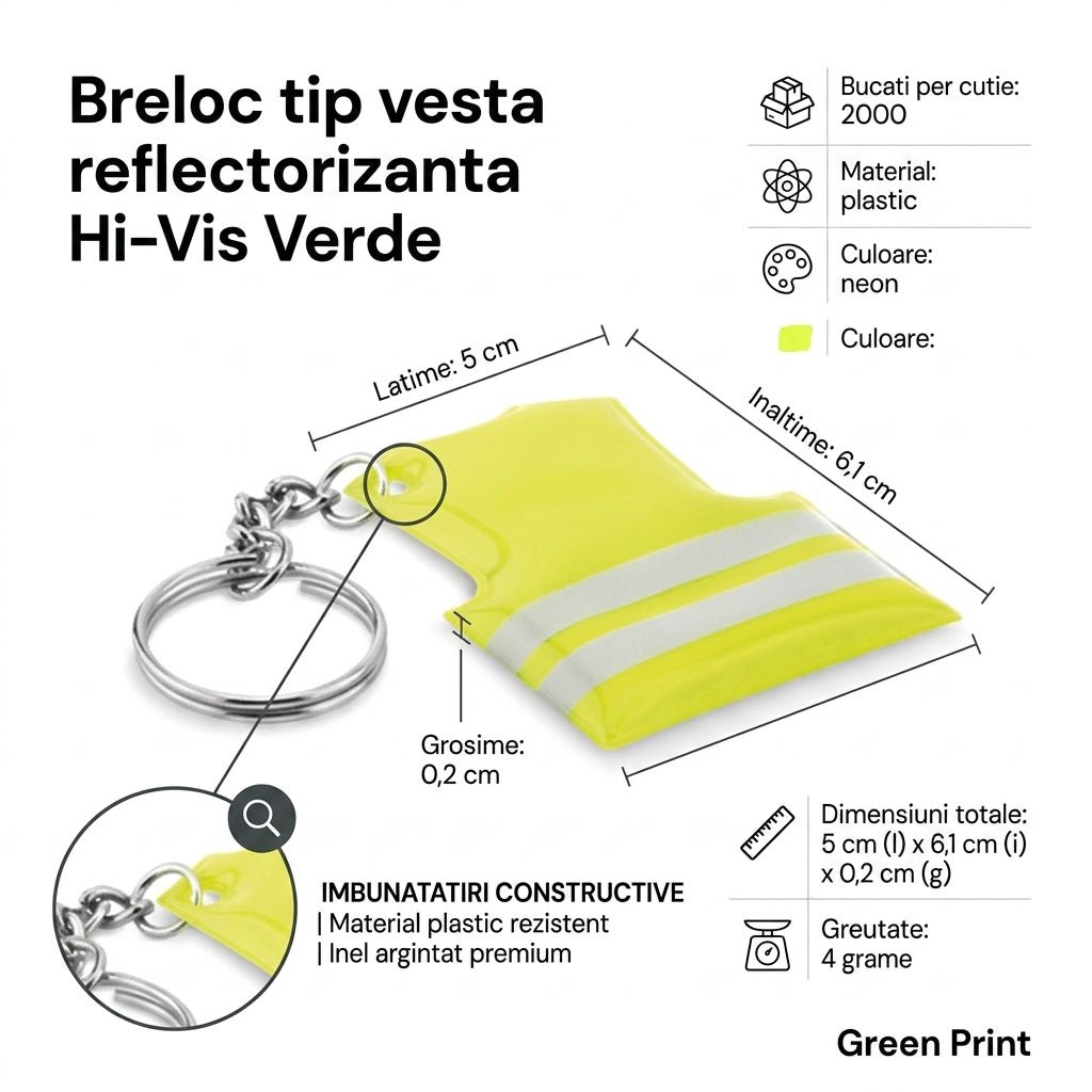 Breloc tip vesta reflectorizanta Hi - Vis BV170117 - Green Print
