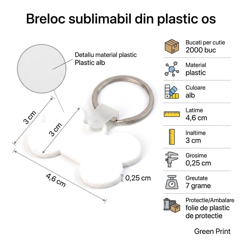 Breloc sublimabil din plastic os SW650105 - Green Print
