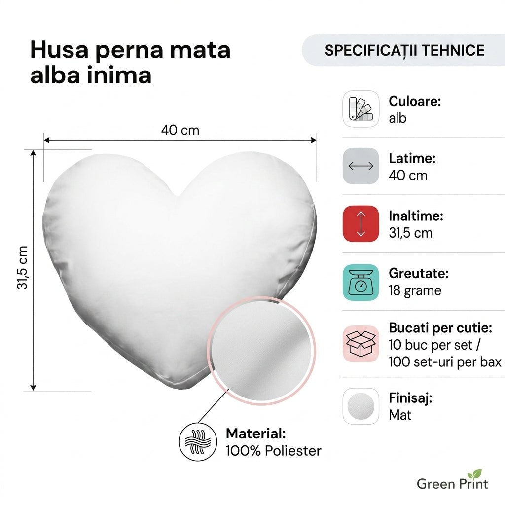 Husa perna mata alba inima TH16-01 - Green Print