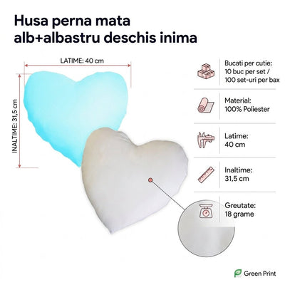 Husa perna mata alb+albastru deschis inima TH16-15 - Green Print