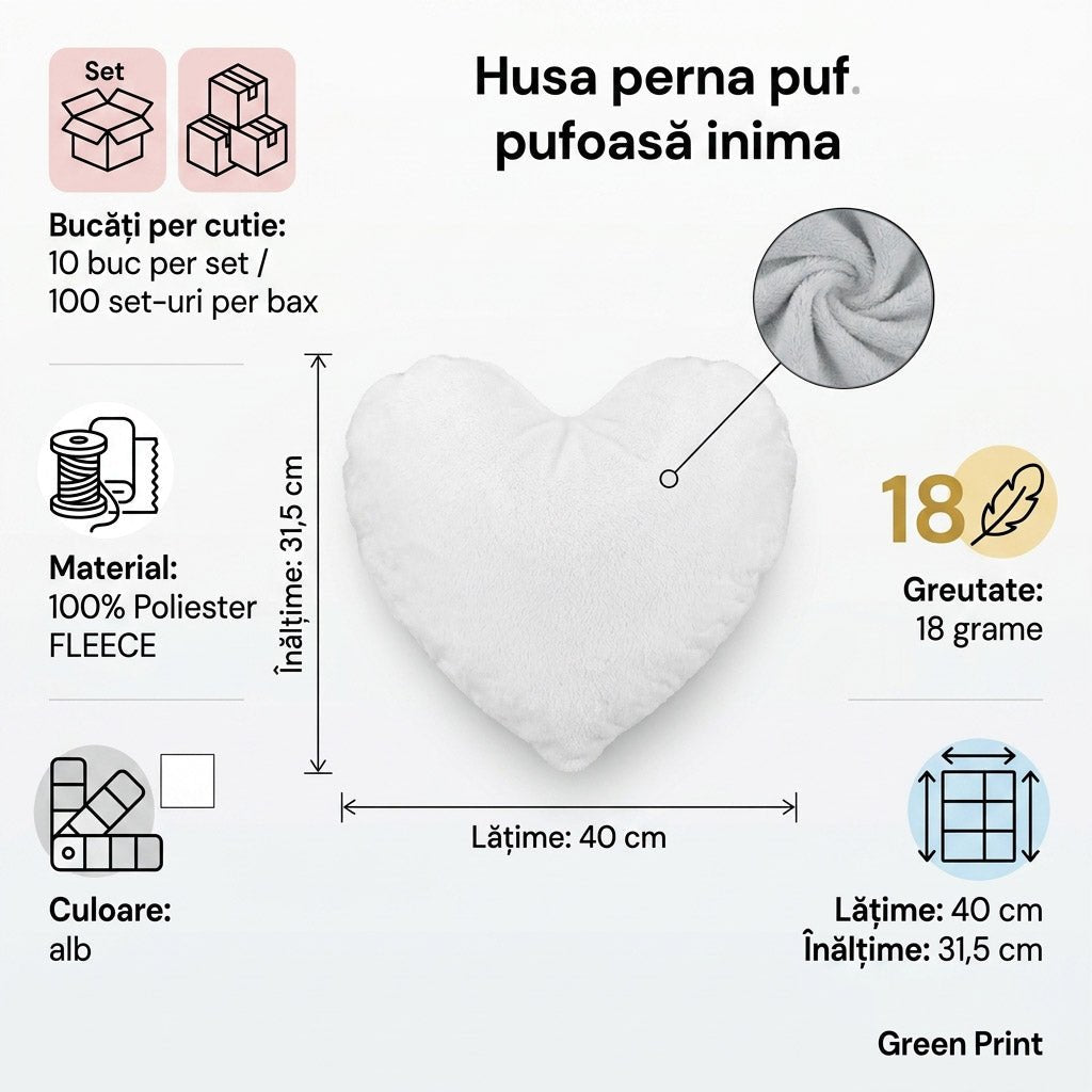 Husa perna pufoasa inima TH6-01 - Green Print